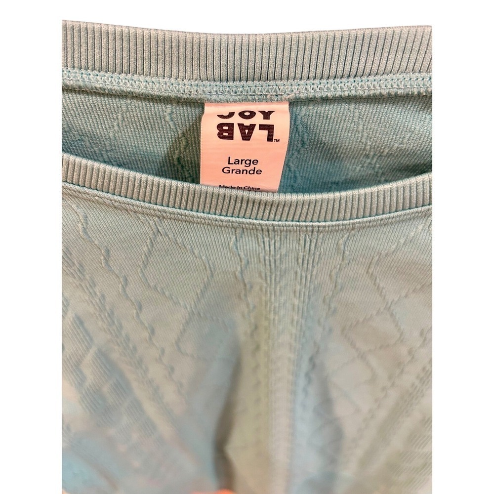 JoyLab Womens Blue Diamond Cable Knit Long Sleeve Crop Top Athletic Shirt L